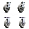 Service Caster 8 Inch Thermoplastic Caster Set with Ball Bearing 2 Brakes and 2 Rigid SCC SCC-35S820-TPRBD-SLB-2-R-2